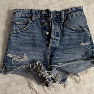 Zara Ripped Blue Jean Shorts